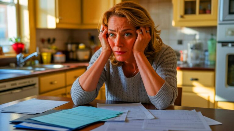 Illustration de la frustration d'une mère face aux avantages sociaux perçus comme injustes (généré par IA). Credit: Ideogram.