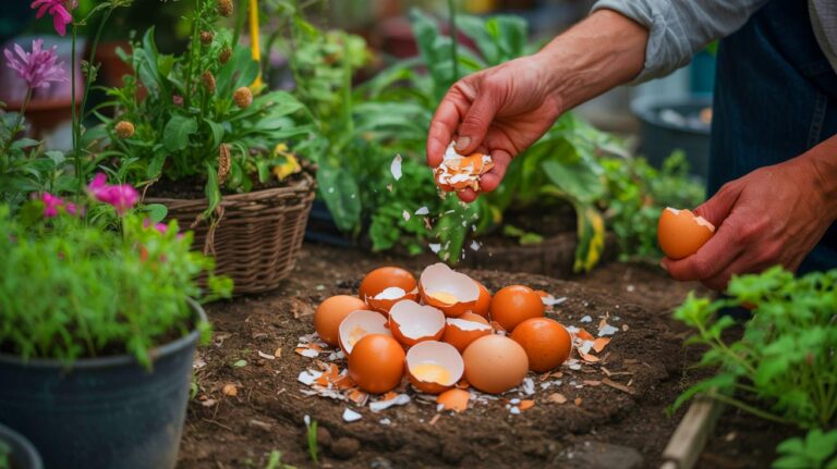 Illustration de la réutilisation des coquilles d'œufs pour la maison et le jardin (généré par IA). Credit: Ideogram.