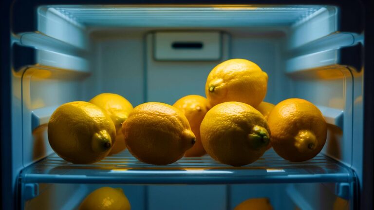 Illustration de citrons frais dans un réfrigérateur (généré par IA). Credit: Ideogram.