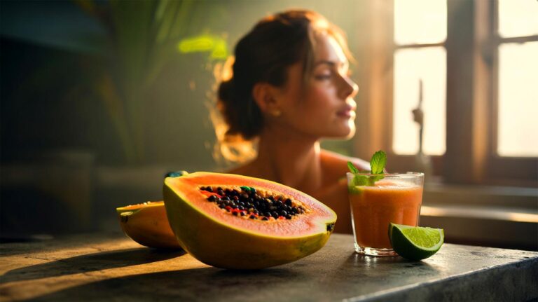 Illustration de la papaye, fruit tropical soutenant le foie et donnant de l’éclat à la peau