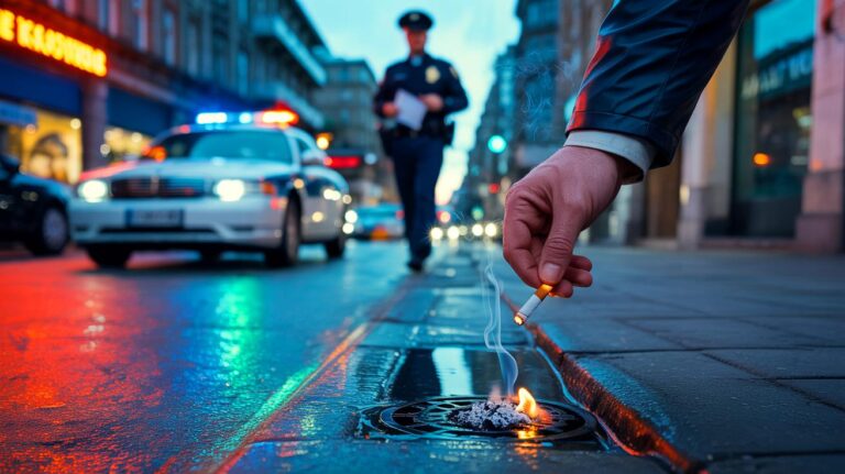 Illustration de l’amende de 135 € pour jet de mégot de cigarette sur la voie publique