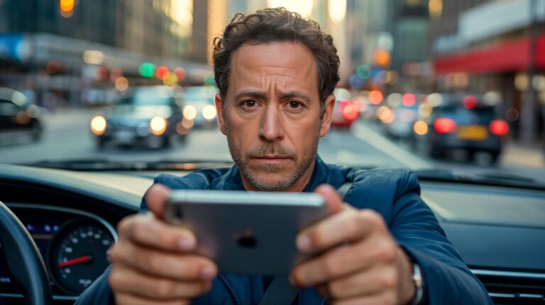 Illustration de l'impact de la nouvelle loi sur l'utilisation du téléphone au volant et ses conséquences financières.