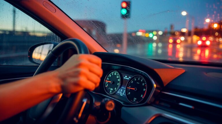 Illustration de [un conducteur appuyant brusquement sur la pédale d’accélérateur, responsable d’une surconsommation d’essence]