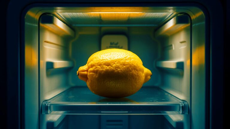 Illustration de l'utilisation du citron comme purificateur de réfrigérateur (généré par IA). Credit: Ideogram.