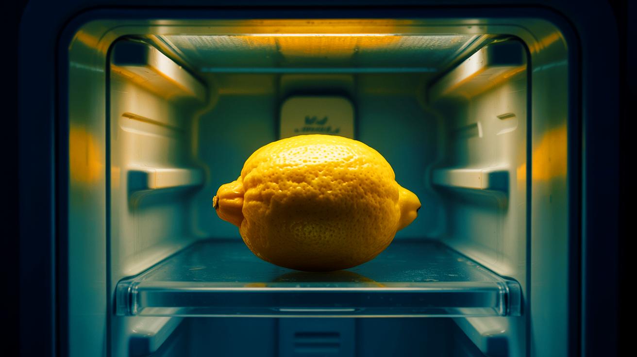Illustration de l'utilisation du citron comme purificateur de réfrigérateur (généré par IA). Credit: Ideogram.