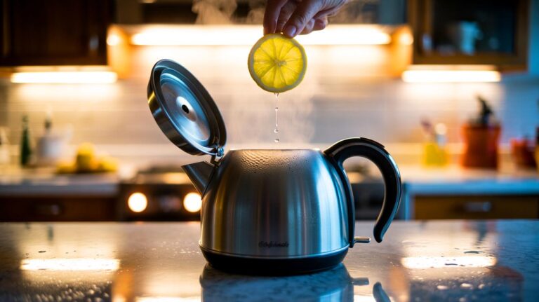 Illustration de l’astuce pour empêcher le calcaire de s’installer dans la bouilloire grâce à une rondelle de citron