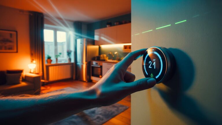Illustration de l’ajustement de la consigne de température sur un thermostat connecté réglé à 19 °C pour baisser immédiatement la consommation d’électricité