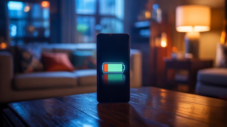 Illustration de l'activation du mode économie d'énergie sur un smartphone pour doubler l'autonomie de la batterie.