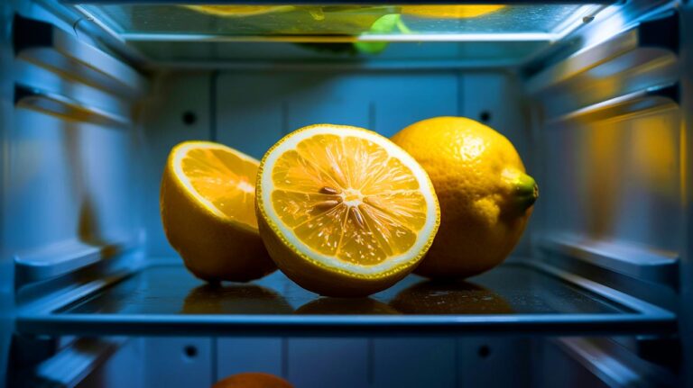 Illustration de l'utilisation d'un citron pour maintenir la fraîcheur du réfrigérateur (généré par IA). Credit: Ideogram.