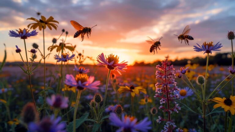 Illustration de la disparition des pollinisateurs et son impact sur les récoltes (généré par IA). Credit: Ideogram.