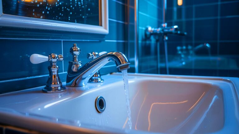 Illustration de l'élimination du calcaire dans une salle de bain (généré par IA). Credit: Ideogram.