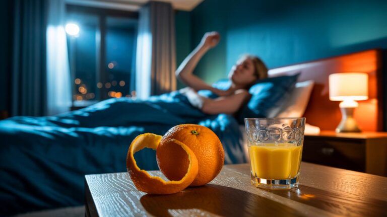Illustration de l’orange consommée le soir perturbant le sommeil