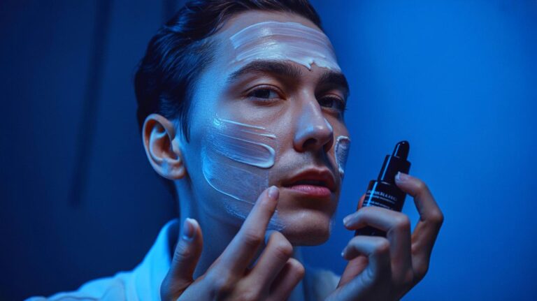 Illustration de l'application excessive de produits cosmétiques sur la peau (généré par IA). Credit: Ideogram.